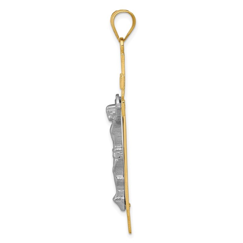 14K Two-tone INRI Crucifix Pendant