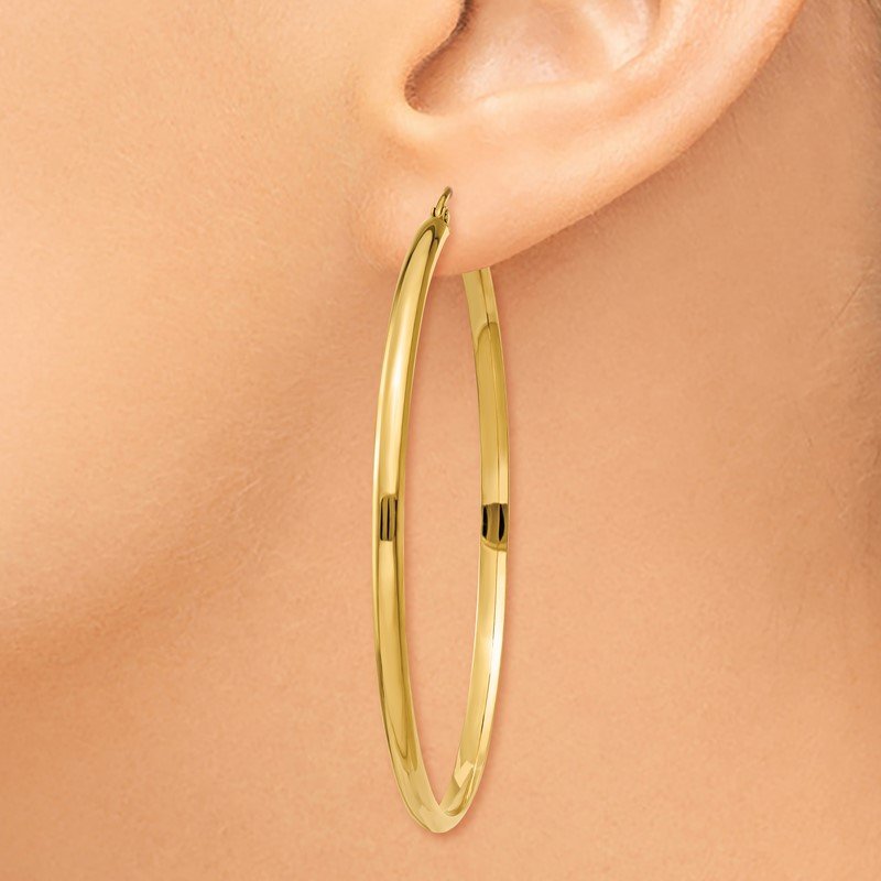 14k 2.75x55mm Polished Tube Hoop Earrings
