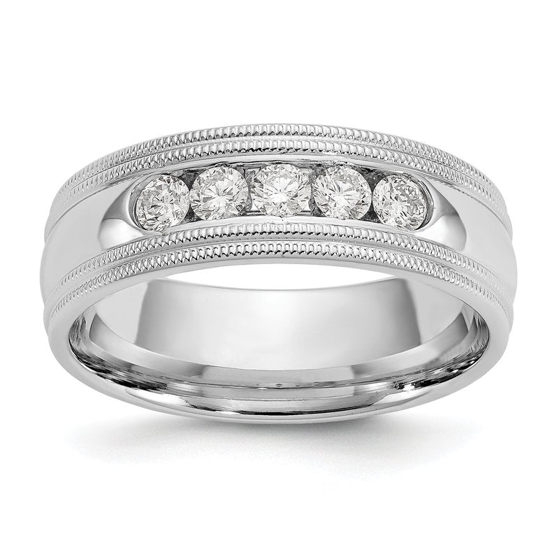 14K White Gold 1/2 carat Lab Grown Diamond VS+ F+ Size 10.5 Complete Double Miligrain Band