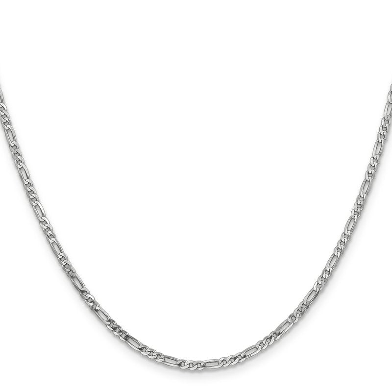 14K White Gold 10 inch 2.25mm Flat Figaro with Lobster Clasp Anklet