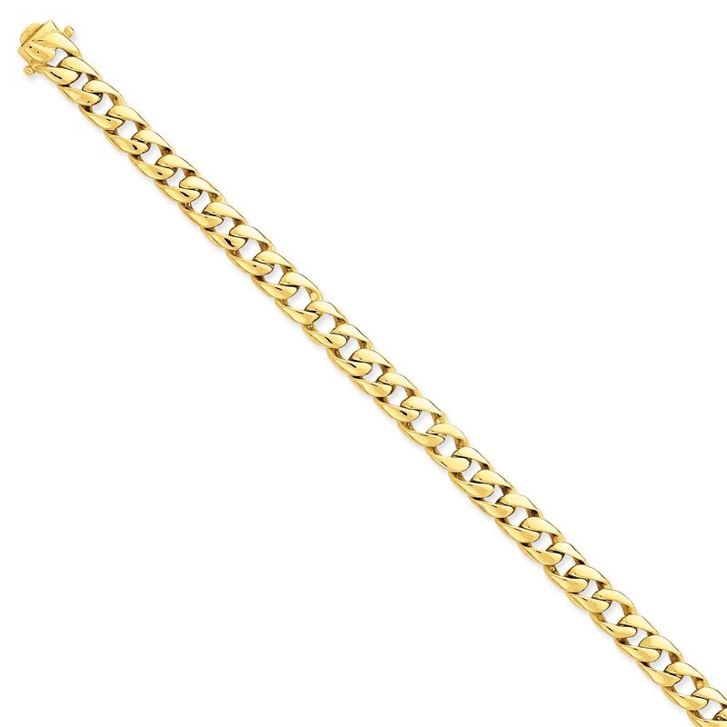 14K 8 inch 8mm Hand Polished Curb Link with Box Catch Clasp Bracelet
