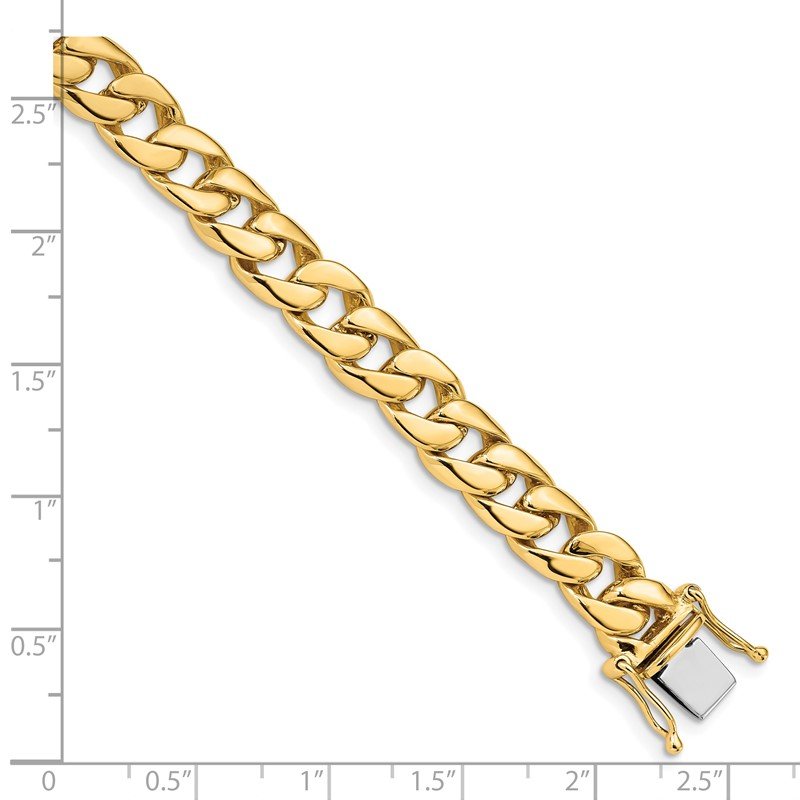 14K 8 inch 8mm Hand Polished Curb Link with Box Catch Clasp Bracelet