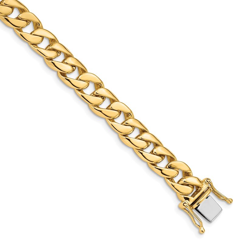 14K 8 inch 8mm Hand Polished Curb Link with Box Catch Clasp Bracelet