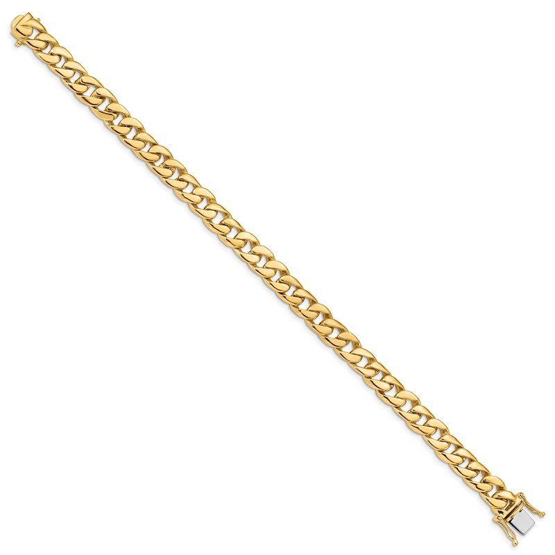 14K 8 inch 8mm Hand Polished Curb Link with Box Catch Clasp Bracelet