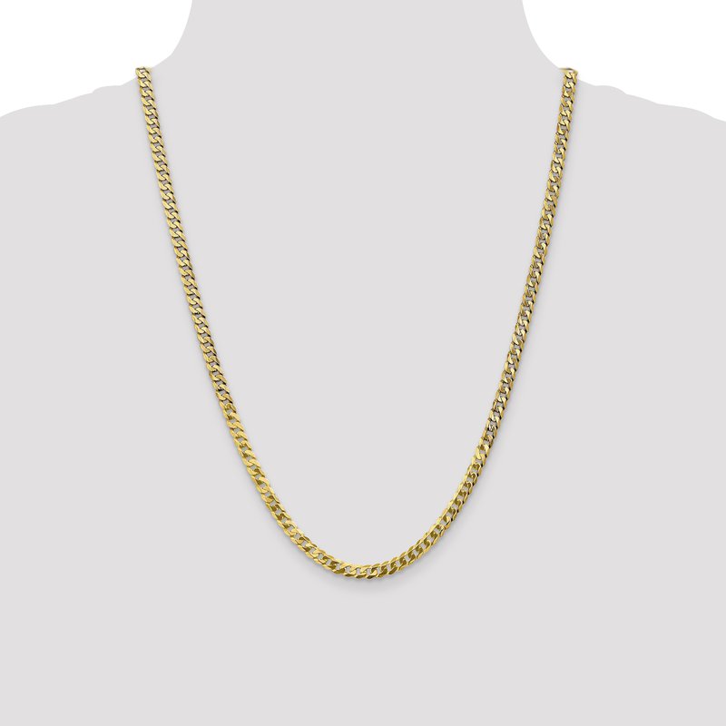 14K 26 inch 4.75mm Flat Beveled Curb with Lobster Clasp Chain