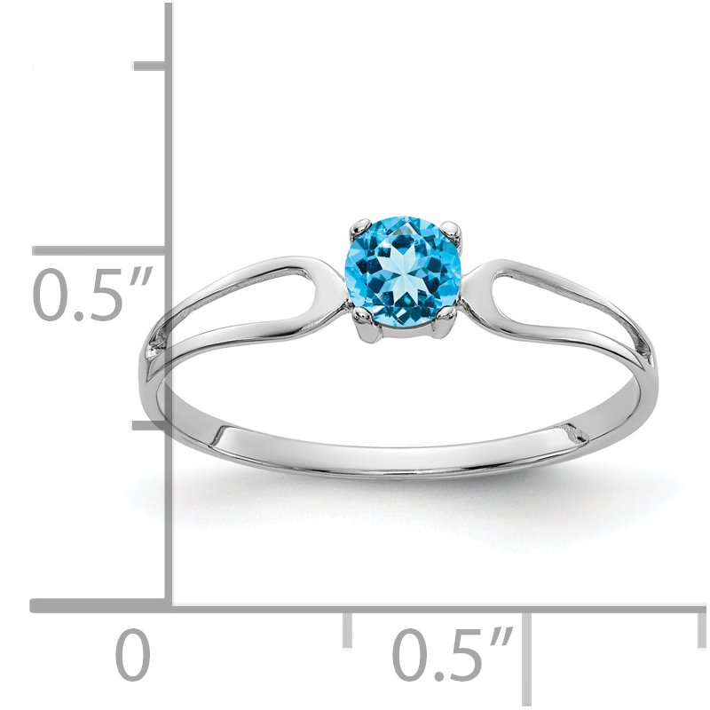 14k White Gold 4mm Blue Topaz ring