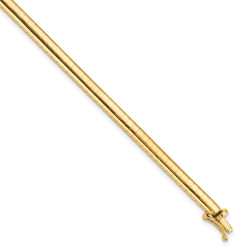 14k Polished 4mm Standard Weight 16 inch Domed Omega Necklace