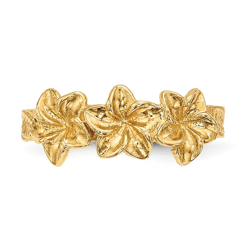 14k Polished Flowers Toe Ring