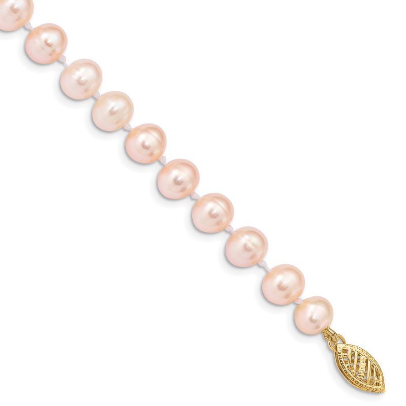 14k 6-7mm Pink Near-Round Freshwater Cultured Pearl 16 inch Necklace