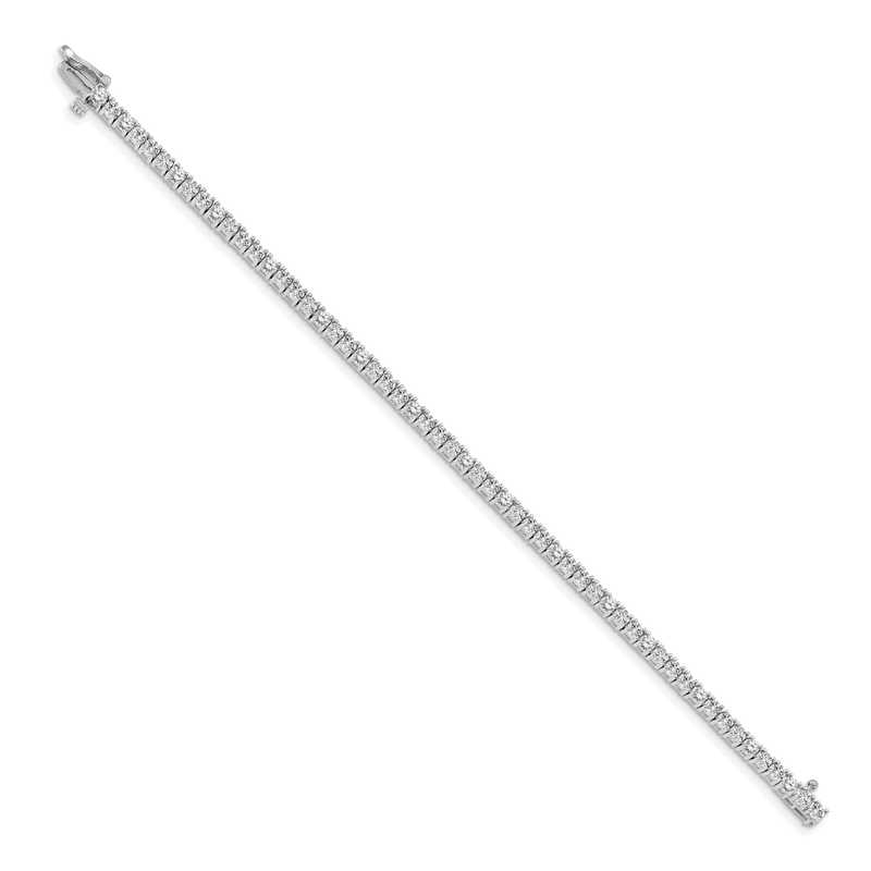 14k White Gold Complete 3.92 carat Round A Diamond 4-prong 7 inch Tennis Bracelet