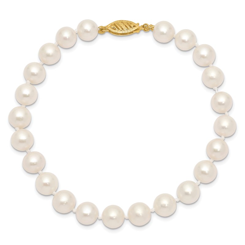 14k 7-8mm White Near-Round Freshwater Cultured Pearl 16 inch Necklace