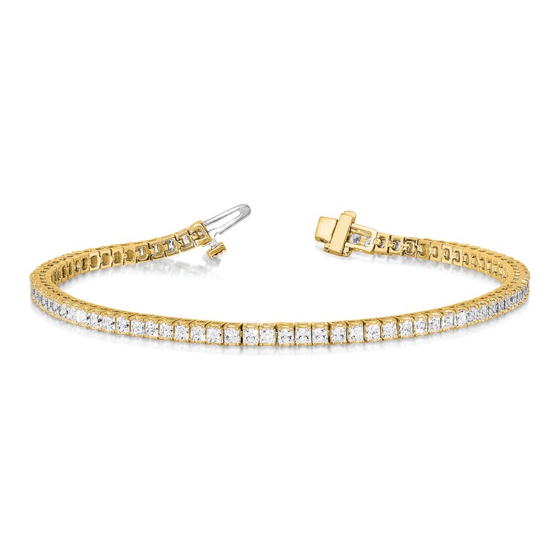 14k Complete 6.6 carat Princess AA Diamond 4-prong 7 inch Tennis Bracelet