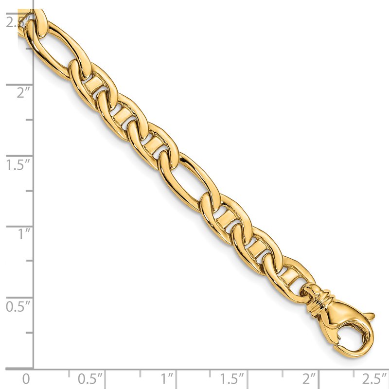 14K 18 inch 6.5mm Solid Hand Polished Fancy Flat Anchor Link with Fancy Lobster Clasp Chain