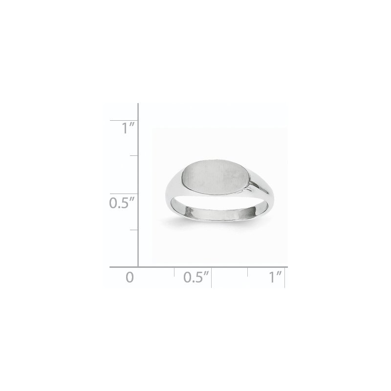 14k White Gold 12.0x6.5mm Closed Back Signet Ring