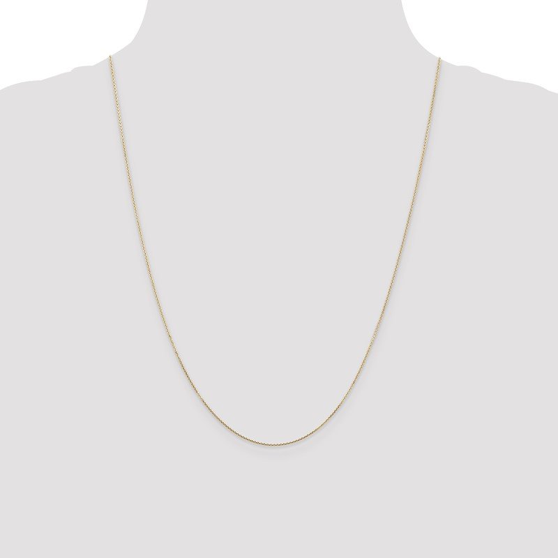 14K 26 inch .8mm Diamond-cut Round Open Link Cable with Lobster Clasp Chain