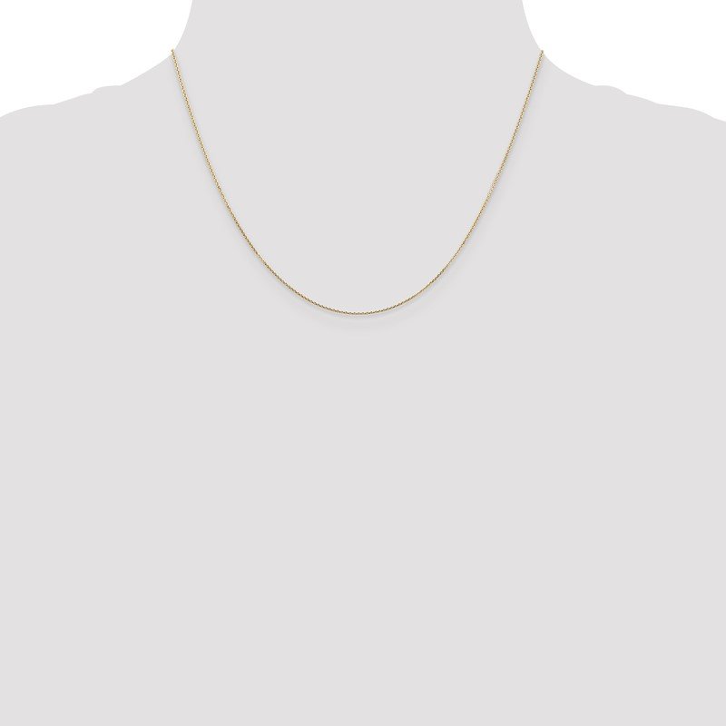 14K 26 inch .8mm Diamond-cut Round Open Link Cable with Lobster Clasp Chain