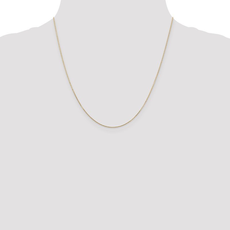14K 26 inch .8mm Diamond-cut Round Open Link Cable with Lobster Clasp Chain