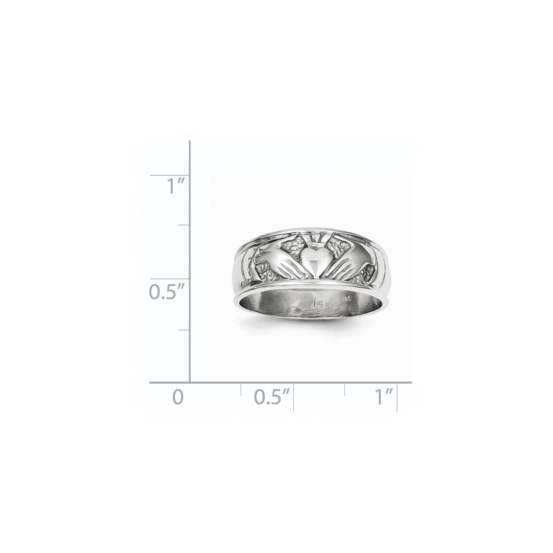 14k White Gold Ladies Claddagh Band