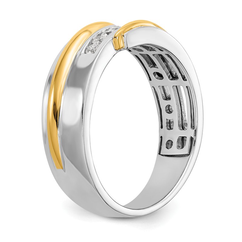 14K Two-tone Men's 1/3 carat Lab Grown Diamond VS/SI  D E F  Brushed and Polished Band