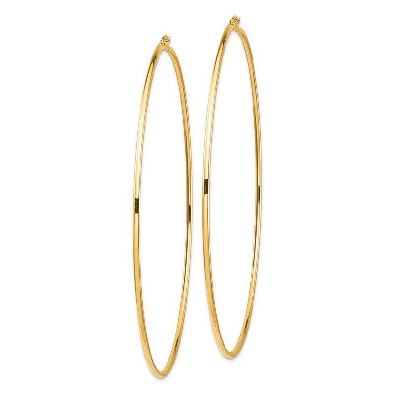 14k 2x100mm Polished Lightweight Round Tube Hoop Earrings