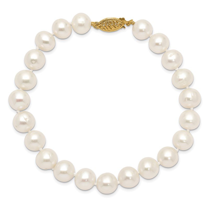 14k 8-9mm White Near-Round Freshwater Cultured Pearl 16 inch Necklace