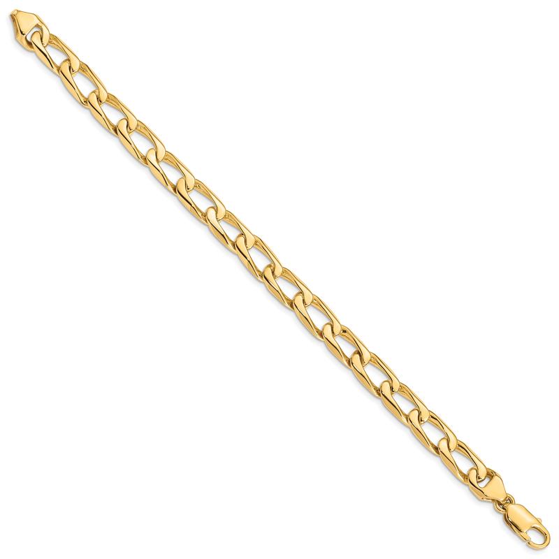14K 20 inch 8.5mm Hand Polished Fancy Open Link with Lobster Clasp Chain
