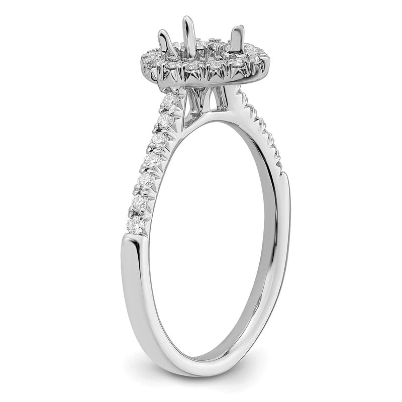 14K White Gold 1/3 carat Lab Grown Diamond VS+ F+ Semi-Mount Pear Halo Engagement Ring