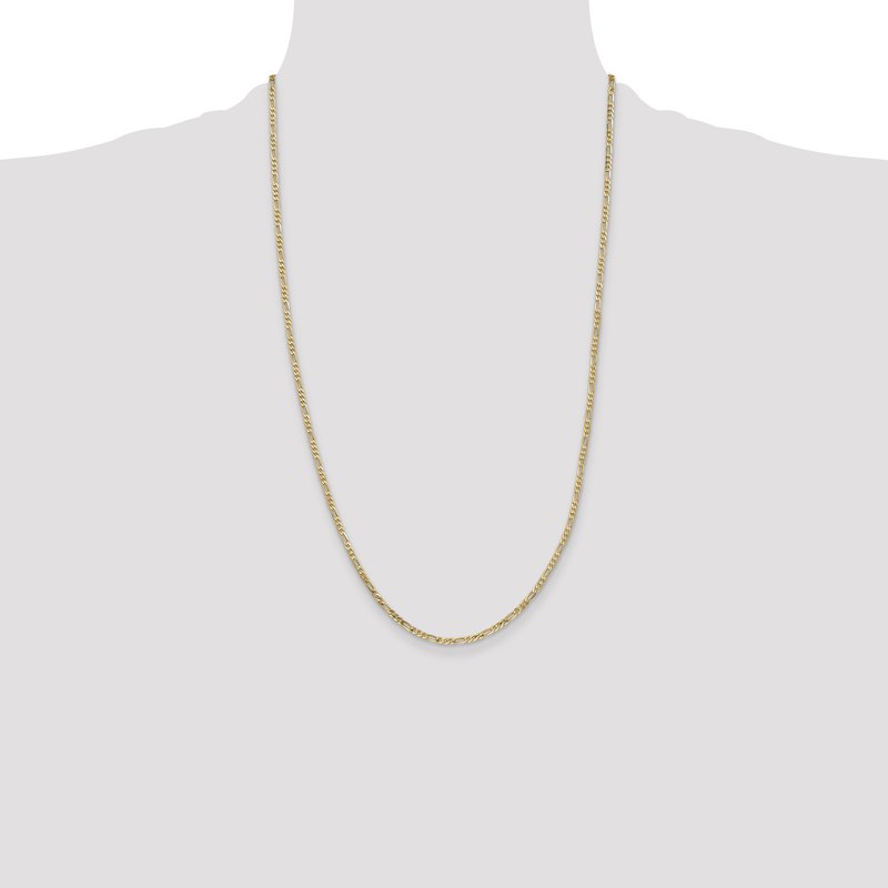 14K 26 inch 2.25mm Flat Figaro with Lobster Clasp Chain