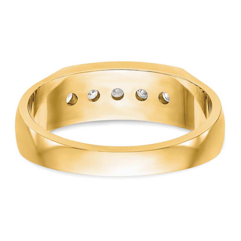 14K White Gold Men's 1/3 carat Lab Grown Diamond VS+ F+ Complete Channel Five Stone Band