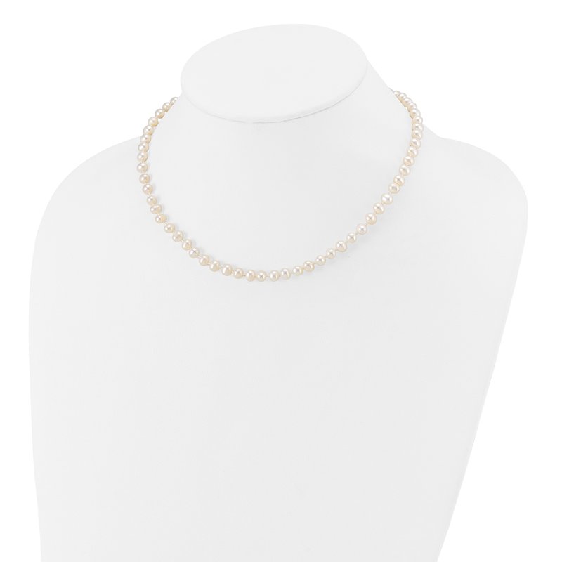 14k 5-6mm White Semi-Round Freshwater Cultured Pearl 12 inch Necklace