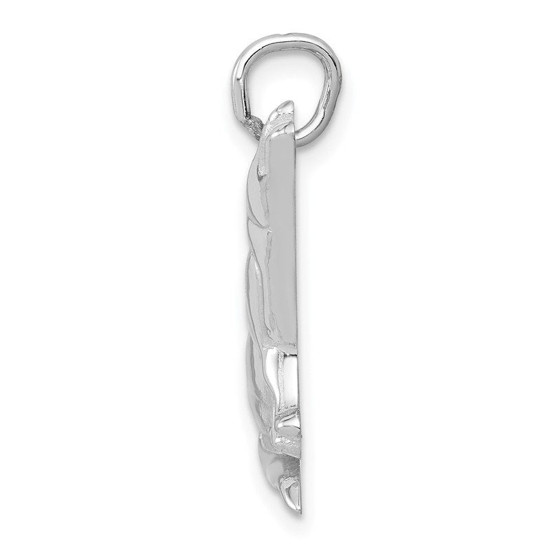 14k White Gold Howling Wolf Charm