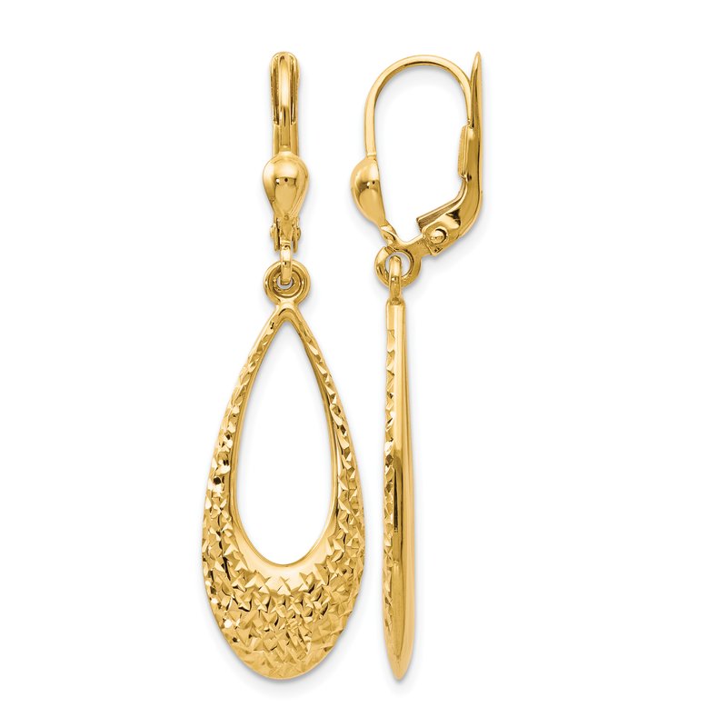 10K Polished and D/C Leverback Earrings