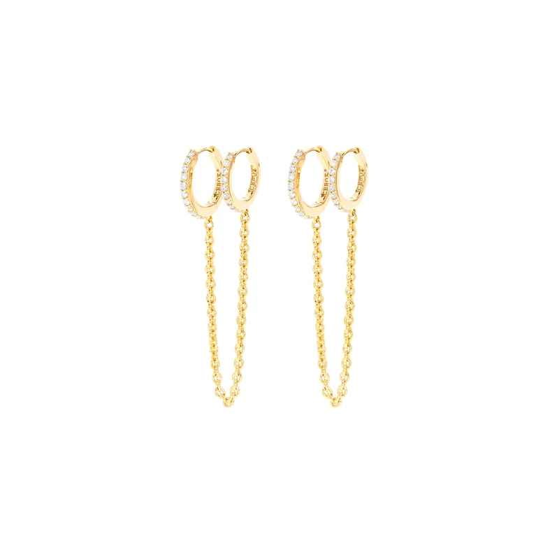 Dangling Huggie Hoop Earrings 14K