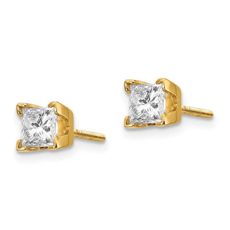 14k AA Quality Complete Princess-cut Diamond Stud Earrings
