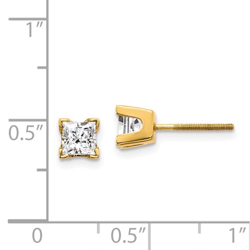 14k AA Quality Complete Princess-cut Diamond Stud Earrings