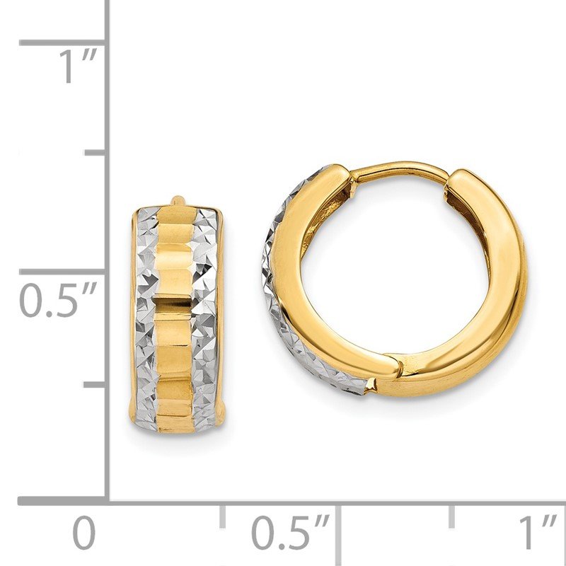 14k & Rhodium Hinged Hoop Earrings