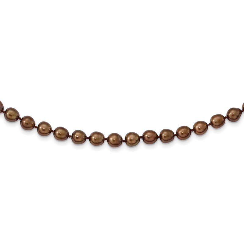 14k 7-8mm Brown Rice Freshwater Cultured Pearl 18 inch Necklace