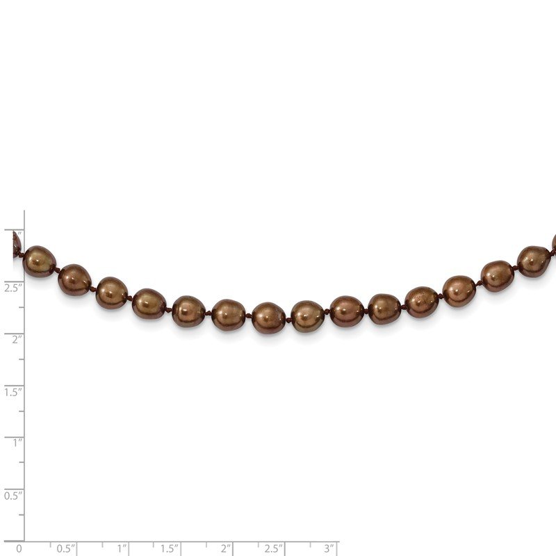 14k 7-8mm Brown Rice Freshwater Cultured Pearl 18 inch Necklace
