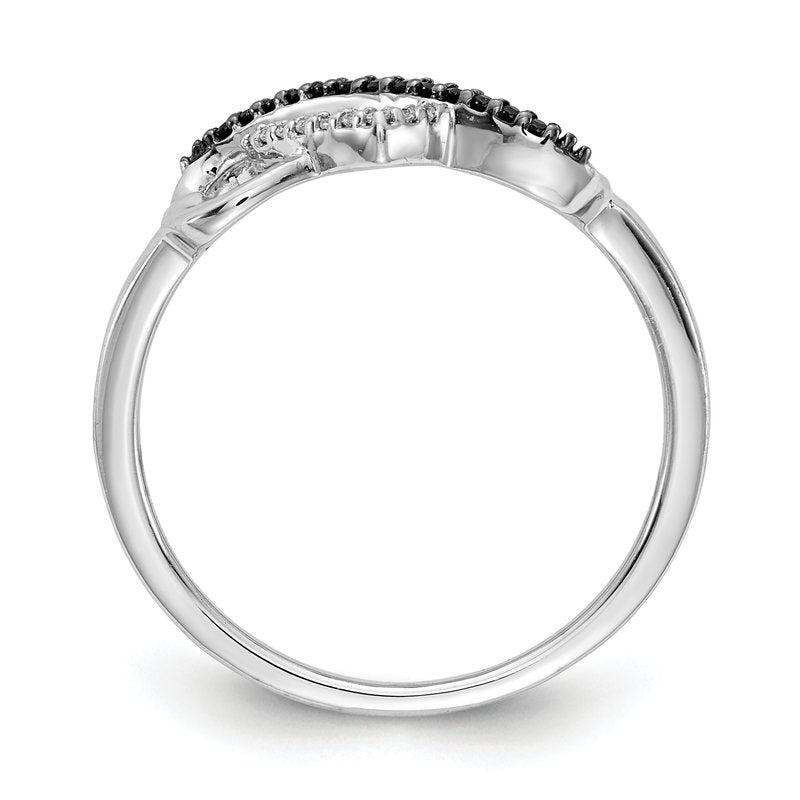 14k White Gold Blue and White Diamond Infinity and Heart Ring