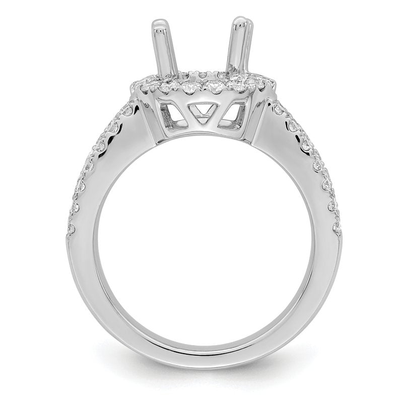 14K White Gold 3/4 carat Lab Grown Diamond VS/SI  D E F  Semi Mount Round Halo Engagement Ring