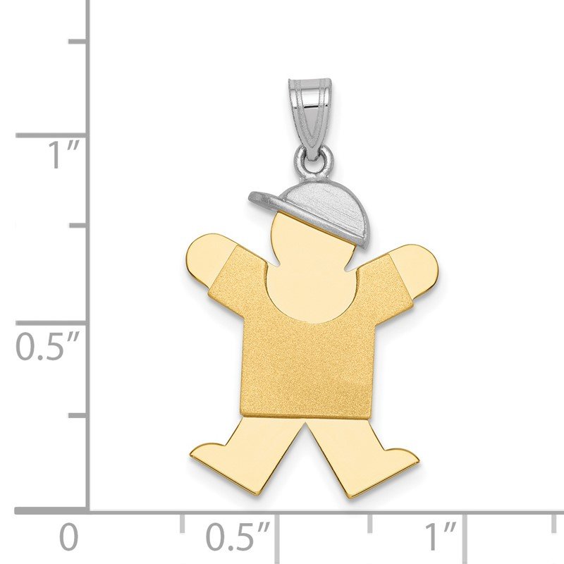 14k Two-tone The Kids Medium Boy with Hat on Right Engravable Joy Charm