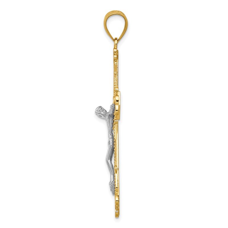 14k Two-tone Diamond-cut Crucifix Pendant