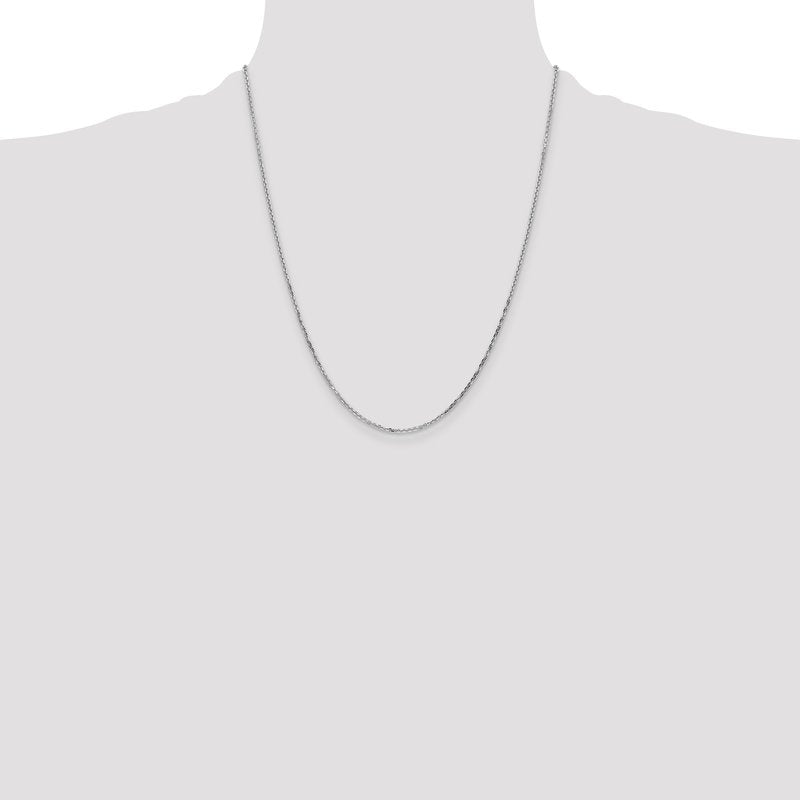 14K White Gold 26 inch 1.4mm Diamond-cut Round Open Link Cable with Lobster Clasp Chain