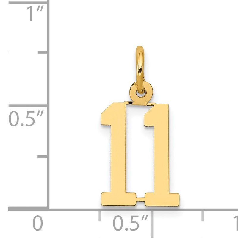 14k Small Elongated Number 11 Charm