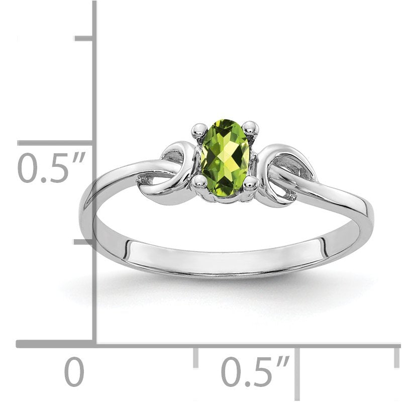 14k White Gold 5x3mm Oval Peridot ring