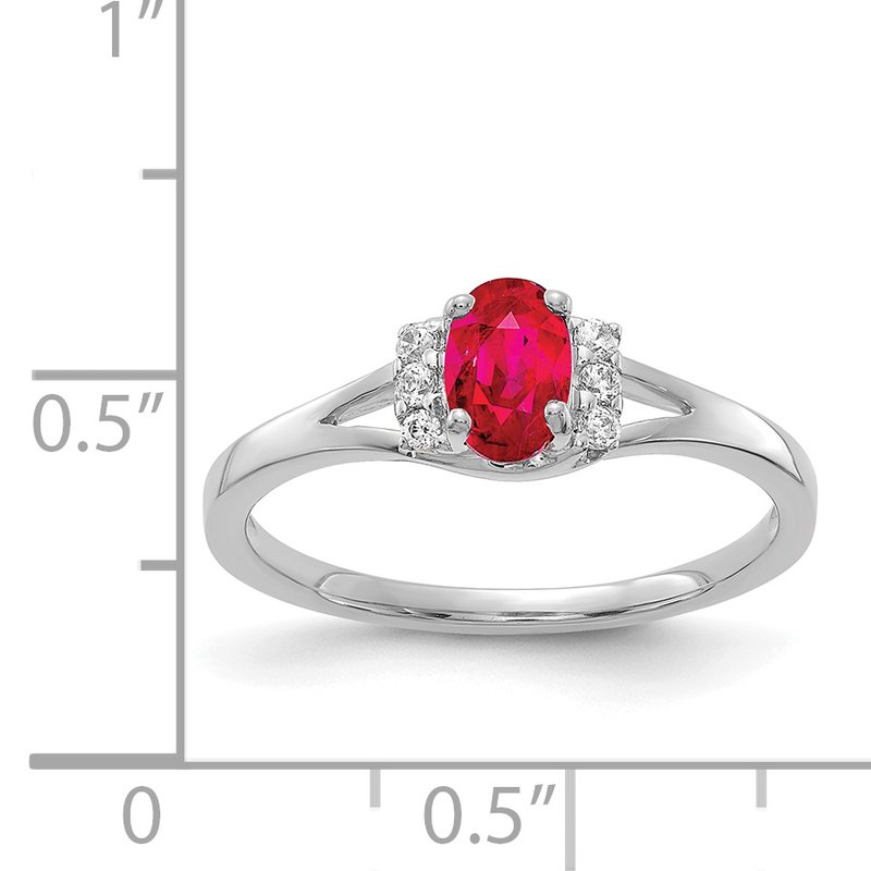 14k White Gold Diamond and Oval Emerald Ring