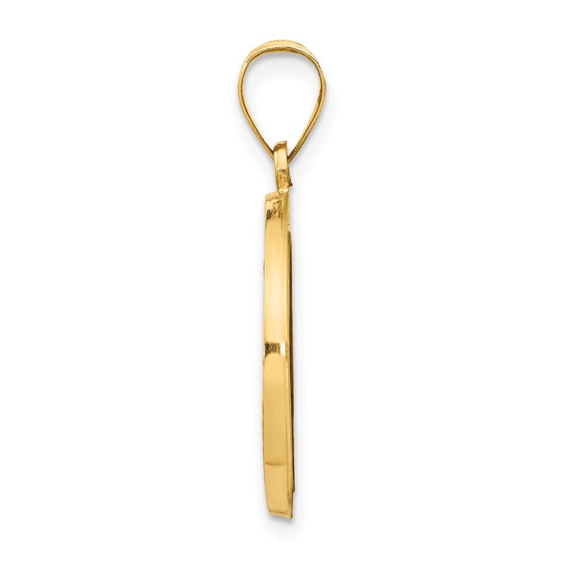 14k Polished and Satin Hollow Miraculous Medal Round Pendant