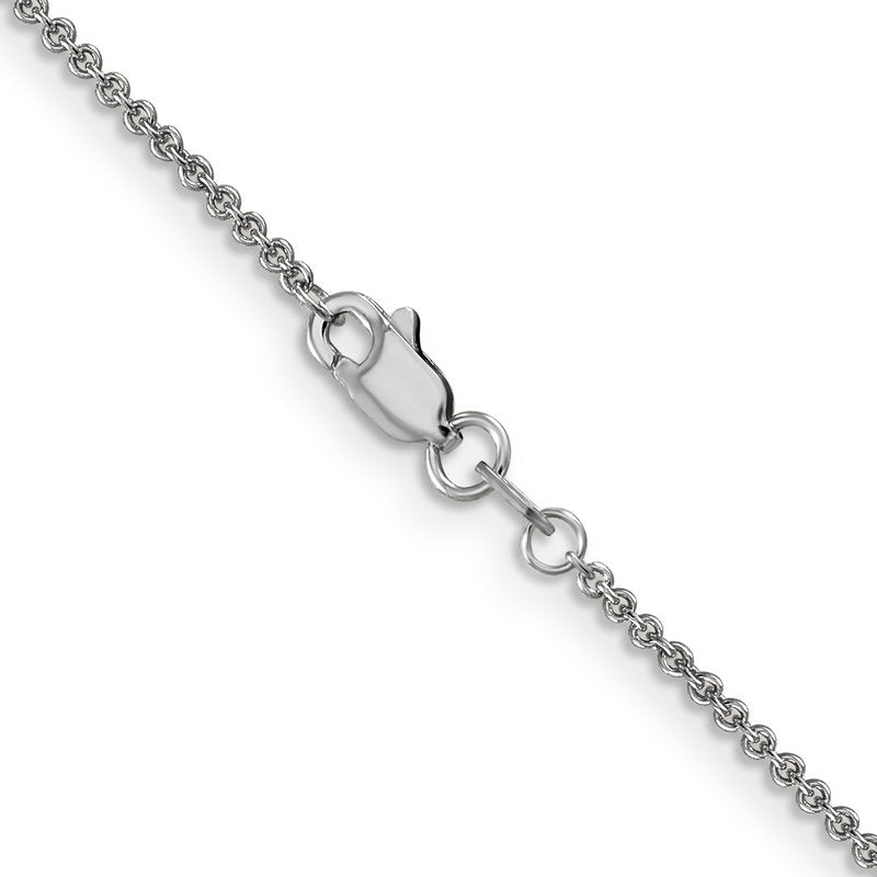 14K White Gold 10 inch 1.4mm Round Open Link Cable with Lobster Clasp Anklet