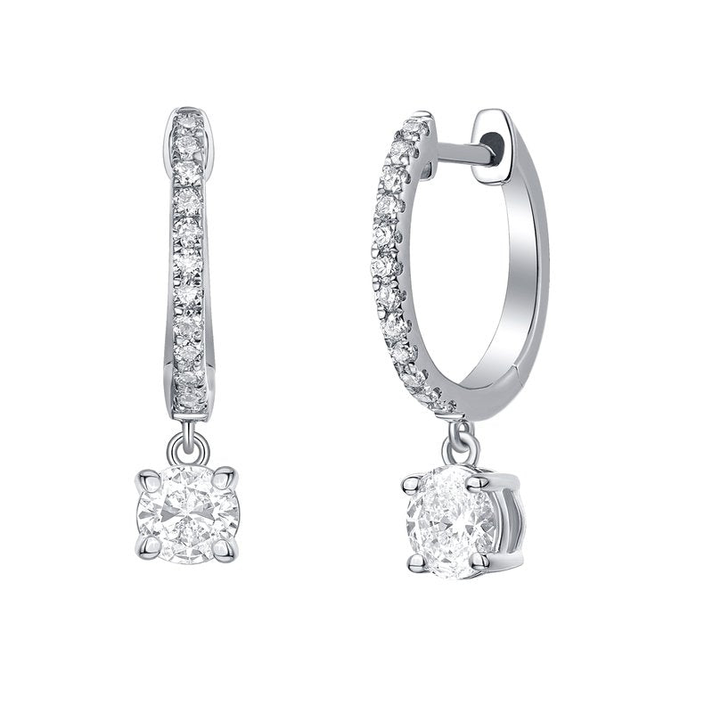 Smiling Rocks 0.76Ct E-F/SI1 Lab Grown Diamond Dangling Mini Hoop Earrings