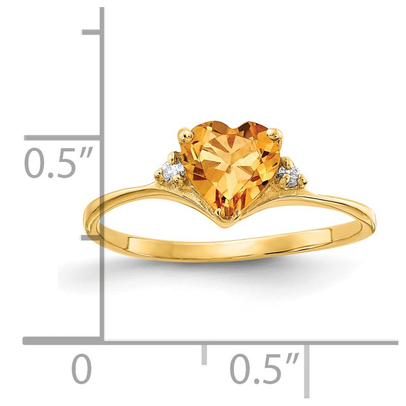 14k 6mm Heart Citrine VS Diamond ring